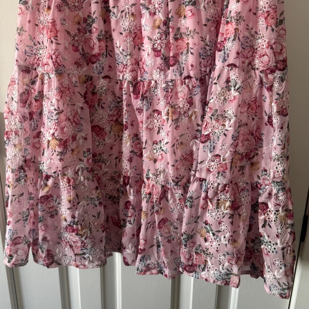 Blue Rain Womens Pink Floral Mini Dress Size S Small P3 - Picture 11 of 13
